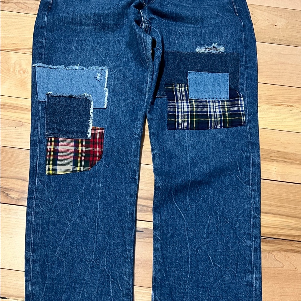 Polo Ralph Lauren Blue Patchwork Boyfriend Jeans-Roped Dyed - Picture 8 of 12
